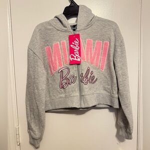 Barbie Miami Cropped Grey Hoodie Size 12